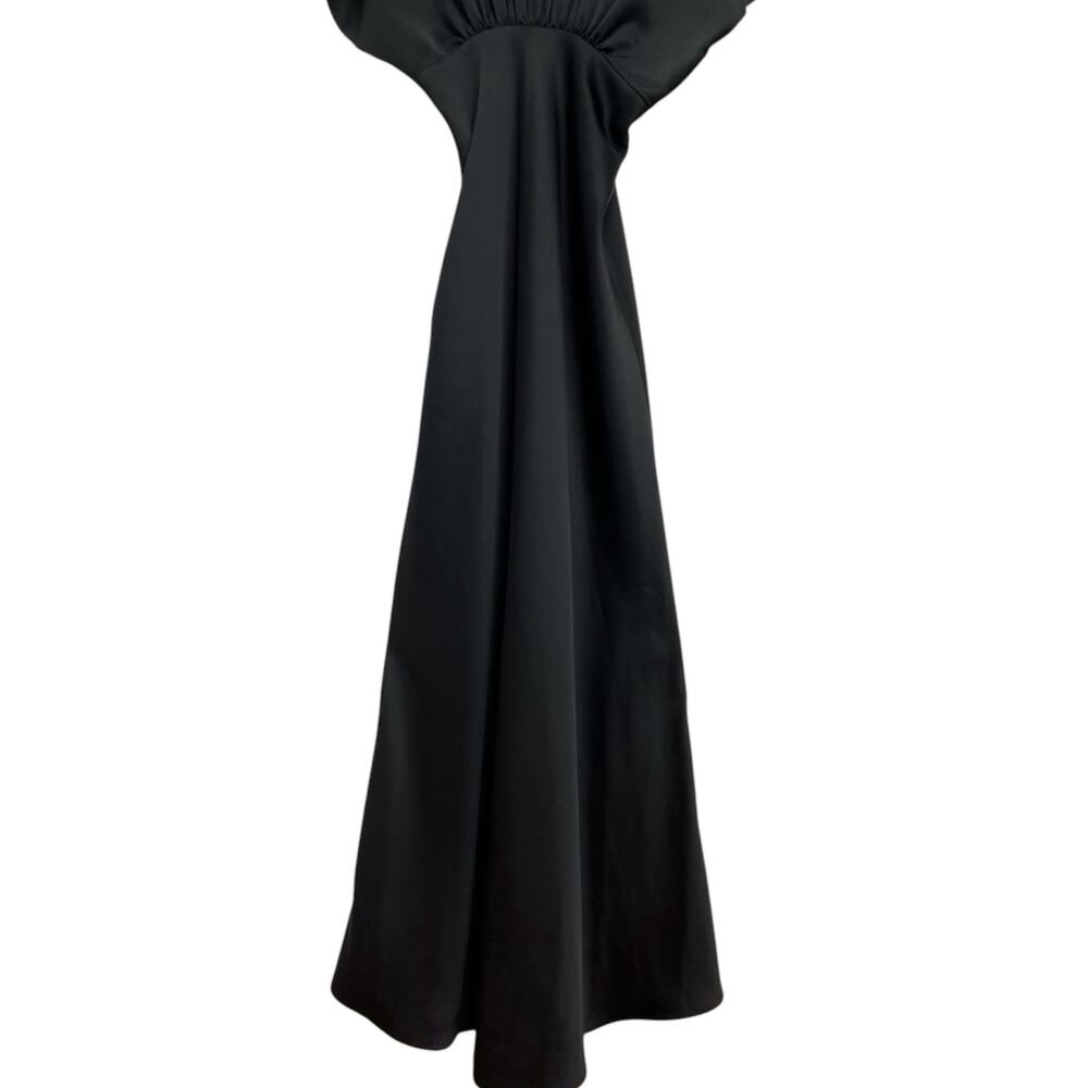 BHLDN Amelia Deep-V Neck Plunge Flutter Short Sleeve Satin Maxi Dress Gown US10 - Picture 10 of 15